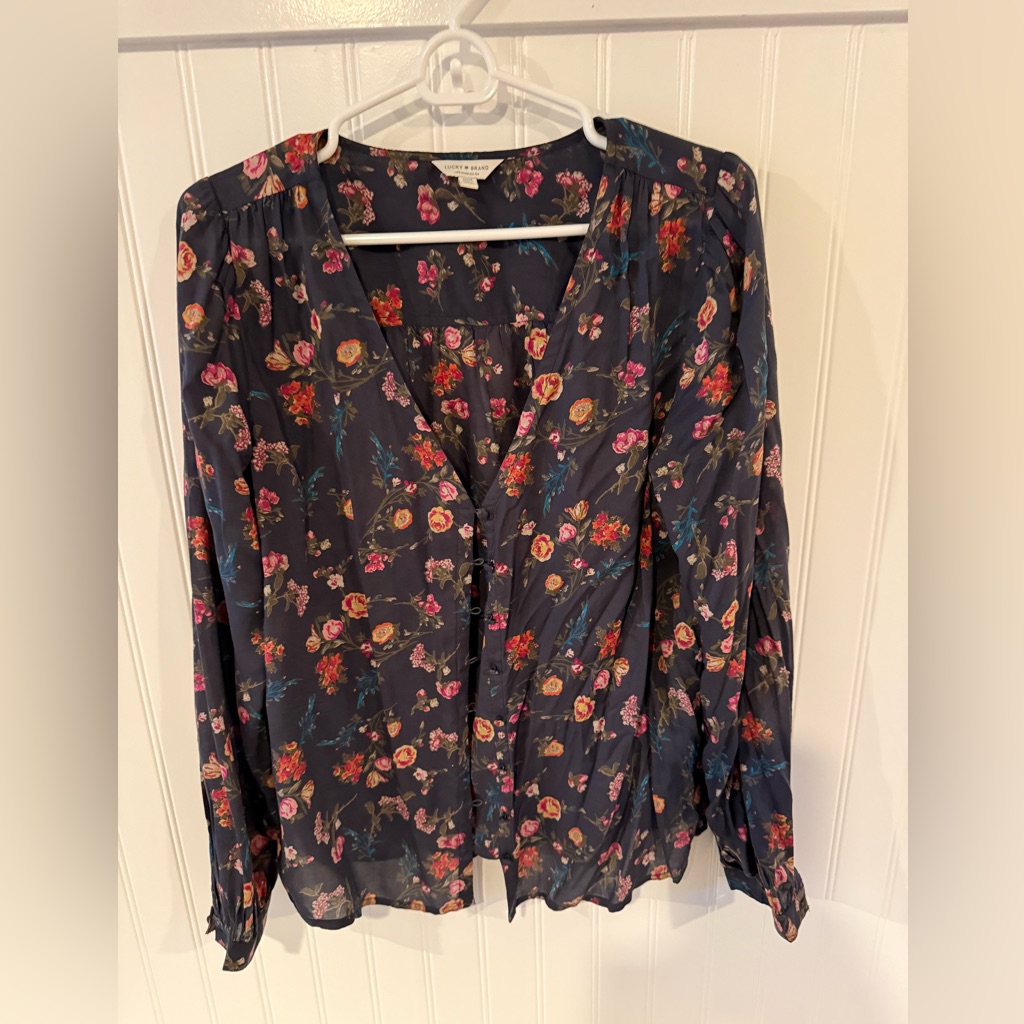 Lucky Brand Black Floral Blouse